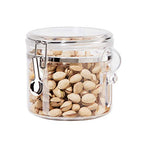 OGGI Clear Canister Airtight 38oz - Clamp Lid & Spoon - Airtight Food Storage Containers, Ideal for Kitchen & Pantry Storage of Bulk, Dry Food Including Flour, Sugar, Coffee, Rice, Tea, Spices & Herbs - size: 38 Fluid Ounces