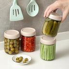 NETANY 6-pack 16oz Glass jars with Airtight Lids, Overnight Oats Containers with Lids, Wide mouth Mason Salad jars, Glass Food Storage Containers for Snacks Yogurt Spice Sugar-Beige - color: Beige-6pack-16oz