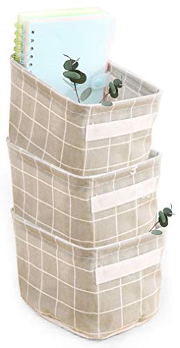 AARAINBOW 3 Packs Storage Basket Bins Canvas Mini Storage Cubes Storage Basket for Makeup, Toys Liners, Books Storage Baskets with Handles for Shelves & Desks(3 Gray) - color: 3 Gray