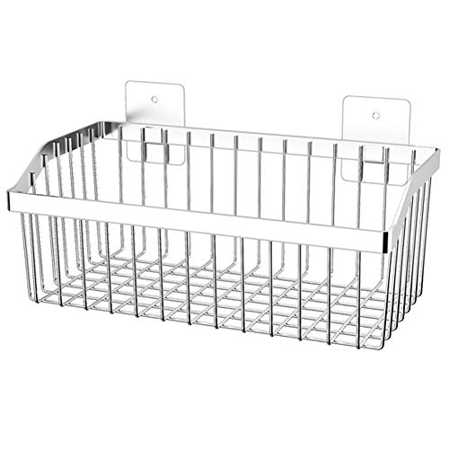 Kitchen Storage Metal Wire Fruit Basket - SUS304 Stainless steel Organizer Storage Bin Baskets for Bathroom - Space Saving Design for Pantry Organization （Silver） - size: 11.8Inch 1PCS