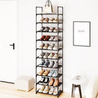 10-Tier Large Shoe Rack,20-25 Pairs Sturdy Shoe Shelf Storage Organizer,Tall Shoe Stand for Entryway, Hallway and Closet(Black) - size: 10-Tier(Black)