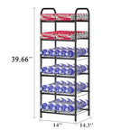 GILLAS 6 Tier Water Bottle Storage Rack, Free Standing Vertical Metal,Water Bottle Organizer, Large Capacity Bottled Rack Water Holder Stand for Cabinet Kitchen Party Pantry,Black - size: 6 Tier Without Wooden Top