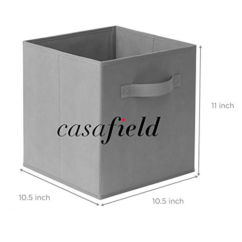 Casafield Set of 6 Collapsible Fabric Cube Storage Bins, Gray - 11" Foldable Cloth Baskets for Shelves, Cubby Organizers & More - color: Gray, size: 10.5" x 10.5" x 11"