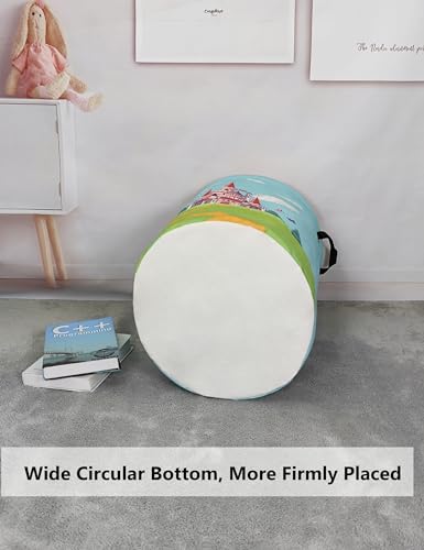 QUEENLALA Large Storage Basket,Laundry Hamper/Bathroom/Home Decor/Collapsible Round Storage Bin,Boys and Girls Hamper/Boxes/Clothing(Round-Forest Castle) - color: Round-Forest Castle