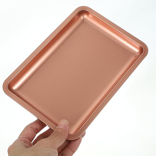 Beavorty Stainless Steel Jewelry Tray Organizer Stylish Multi-use Display Storage Plate for Clutter Desktop and Easy to Clean Stable Base for Items - color: Rose Gold