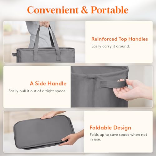 Lifewit 2 Pack Slim Laundry Hamper, Collapsible Narrow Laundry Basket, Small Tall Dirty Clothes Hampers with Handles for Bathroom Bedroom College Dorm, Grey, 65L - color: Gray