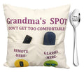 ZUYUROU Grandma Gifts, 2-Pocket Grandma’s Spot Throw Pillow Covers 18x18 Inch + Engraved Spoon, Birthday Christmas hanksgiving Day Gifts for Grandma Mom Gigi Nana Mimi - color: Grandma