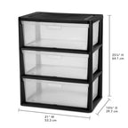 Plastic 5 Drawer Wide Tower, Black - color: Black and Clear TWO