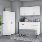 Bush Business Furniture Universal 5 Piece Modular Closet Storage Set with Floor and Wall Cabinets, White, (CLS003WH) - color: White
