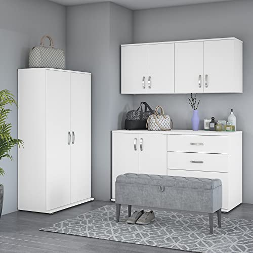 Bush Business Furniture Universal 5 Piece Modular Closet Storage Set with Floor and Wall Cabinets, White, (CLS003WH) - color: White