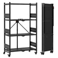 WORKPRO 4-Tier Folding Shelf, No-Assembly Metal Storage Rack with Wheels, 600 lbs Capacity (with Leveling Feet), Collapsible Shelving Unit for Kitchen, Pantry, Bathroom & Closet Organization - size: 4-Tier