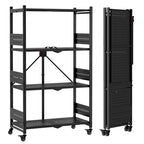 WORKPRO 4-Tier Folding Shelf, No-Assembly Metal Storage Rack with Wheels, 600 lbs Capacity (with Leveling Feet), Collapsible Shelving Unit for Kitchen, Pantry, Bathroom & Closet Organization - size: 4-Tier