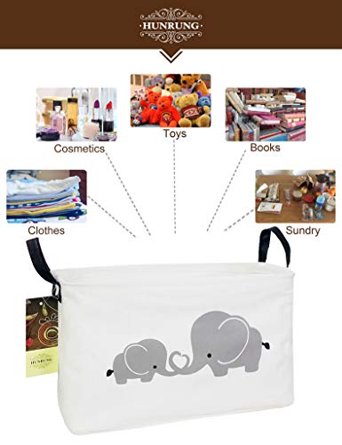 HUNRUNG Rectangle Storage Basket Cute Canvas Organizer Bin for Pet/Children Toys, Books, Clothes Perfect for Rooms/Playroom(Elephant) - color: Elephant