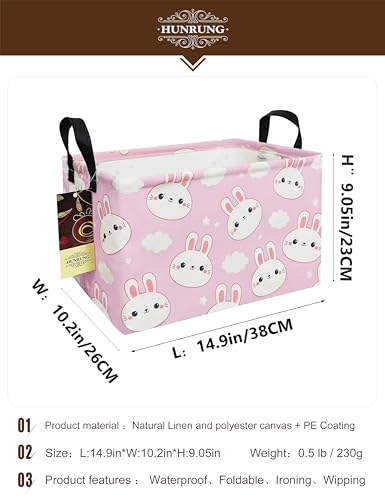 HUNRUNG Rectangle Storage Basket Cute Canvas Organizer Bin for Pet/Children Toys, Books, Clothes Perfect for Rooms/Playroom(REC-Cute Rabbit) - color: HR-REC-Cute Rabbit
