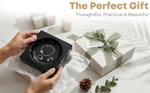 Black Acrylic Catchall Tray - Decorative Jewelry Dish & Vanity Organizer for Keys, Rings, Earrings | Modern Minimalist Home Decor for Dresser, Nightstand, Entryway - color: Black