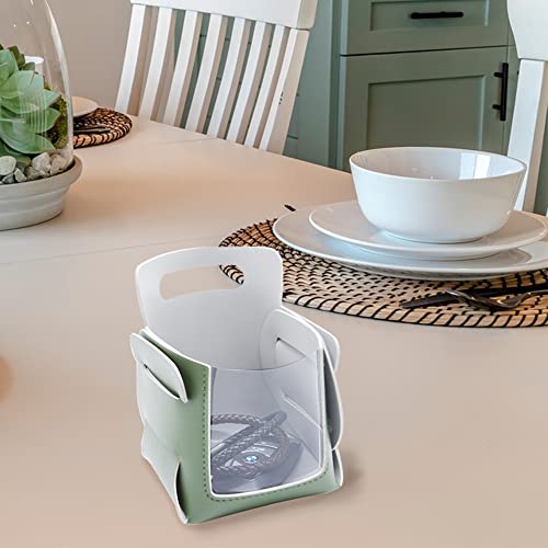 Valet Tray, Key Bowl for Entryway Table with Transparent Window, Small Decorative Holder Basket for Keys, Watches, Coins, Catchall Storage Organizer for Nightstand, Dresser, Green/Grey - color: Green