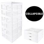 Eslite 3-Pack Collapsible Plastic Storage Crates,Foldable Crates for Storage,16L (White) - color: White