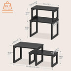 HOOBRO Cabinet Organizer Shelf, Set of 2 Kitchen Counter Shelves, Expandable Kitchen Storage, Stackable Bamboo Spice Rack, for Kitchen, Countertop, Office Desk, Living Room, Black BK20TL01 - color: Black