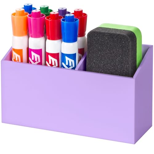 BEYGORM Magnetic Dry Erase Marker Holder for Whiteboard,Non-slip Acrylic Magnet Pen Holder for Fridge Refrigerator,Locker Organizer for Work,Locker Accessories,Pencil Cup for Desk(Purple) - color: Purple