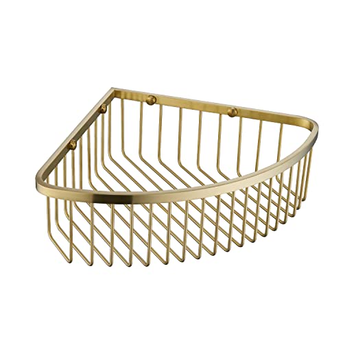 Bathroom Shower Caddy Corner Shelf Basket, Ultra Sturdy Rust-Proof Stainless Steel Shelf Organizer Shampoo Holder, Wall Mounted Storage Rack for Bathroom Kitchen, Brushed Gold - color: Gold, size: 90° Corner (1 Pack)