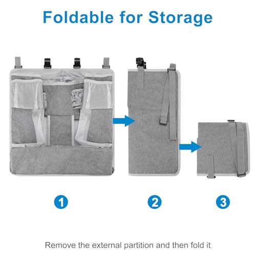 Accmor Changing Table Diaper Organizer, Hanging Diaper Caddy Organizer Stacker for Cribs Changing Table Playard Wall Baby Essentials Storage, Grey - style: Double Enlarged-Grey