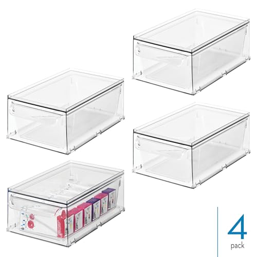 iDesign Stackable Kitchen Storage Drawer for Fridge, Pantry, Under-Sink, or Cabinet - Set of 4 - Clear - style: Pack of 4