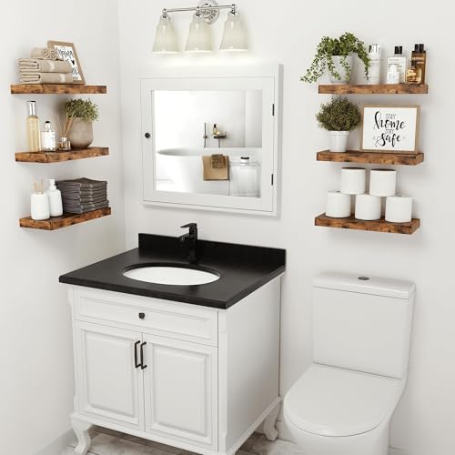 Vivelove Bathroom Floating Shelves for Wall 16 inchs Long, Display Shelves with Invisible Brackets for Living Room, Bedroom, Kitchen, Shelves Over Toilet Farmhouse Home Decor - Set of 2, Rustic Brown - color: Rustic Brown, size: 16”Wx6.7”Dx1.4”H