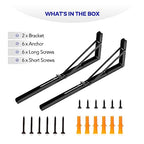 Ravinte -2 Pack 20 Inch Folding Shelf Brackets – Matte Black, Heavy Duty Collapsible Brackets for Tables and Benches – Space-Saving Design - size: 20 Inch