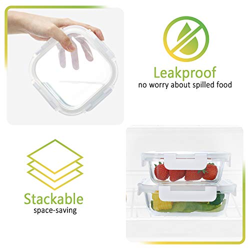 24-Piece Glass Food Storage Containers with Upgraded Snap Locking Lids,Glass Meal Prep Containers Set - Airtight Lunch Containers, Microwave, Oven, Freezer and Dishwasher,White - color: White