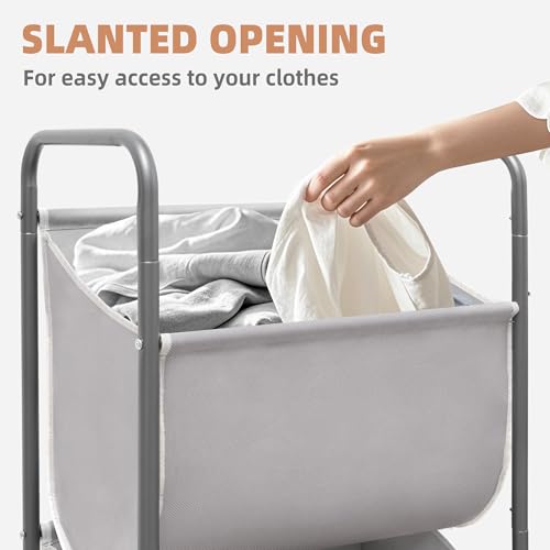 STORAGE MANIAC Vertical Rolling Laundry Hamper, 4 Section Laundry Sorter with Wheels and 2 Breaks, 4-tier Laundry Baskets for Small Space, Dorm, Laundry Room, Closet, Bathroom, Gray 4-tier - color: Gray, size: 4 Tier