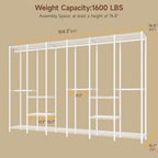 ONBRILL F6 Free Standing Industrial Pipe Clothes Rack, Large Heavy Duty Metal Garment Rack, Closet Organizer Storage System with Adjustable Shelves & Hanging Rods, Portable Wardrobe - White - color: White