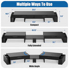 Simple Houseware Desk Dual Monitor Stand Riser with Pull-Out Drawers, Black