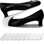 One-Piece Shoe Slot Organizer 10 Pack, Space-Saving Stackers for Closet, Entryway & Shoe Rack | No Assembly Needed - color: White