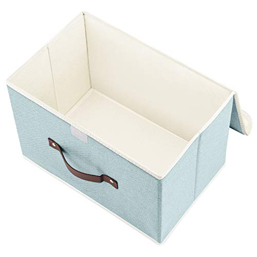 TYEERS Foldable Storage Boxes with Lids 5 Pack Fabric Storage Bins with Lids, Closet Organizers for Clothes Storage, Room Organization, Office Storage, Toys - Aqua Spring - color: Aqua Spring, size: 5-pcs 14.9x9.8x9.8 in
