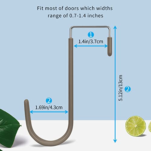 FYY Over The Door Hooks, 4 Pack Door Hangers Hooks with Rubber Prevent Scratches Heavy Duty Organizer Hooks for Living Room, Bathroom, Bedroom Hanging Clothes, Towels, Hats, Coats, Bags Brown - color: A Brown, size: Short, style: 4 Pack