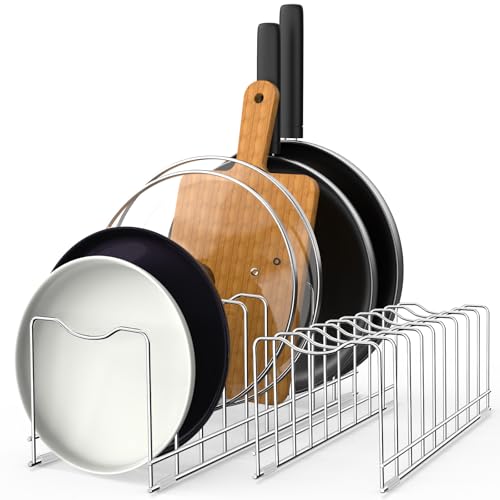 FLSEPAMB Pot Lid Organizer Pan Lid Organizer Kitchen Pot Lid Rack Suitable for Bakeware Dish Plate, Cutting Boards, Pots & Pans, Serving Trays, Reusable Holder (2 Pack) - size: 2 Pack