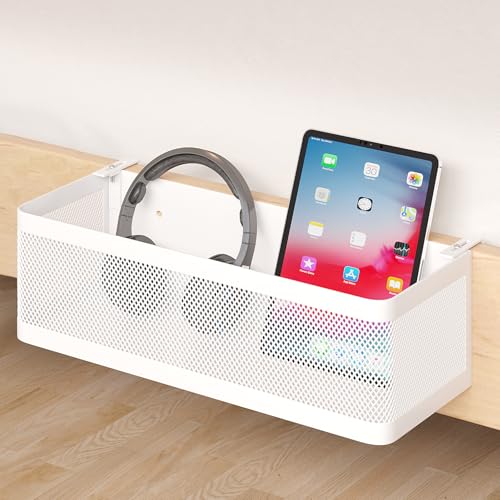 Bedside Caddy Shelf for Bunk Bed, Office Cubicle Walls, Crib Rails, Dorm Bed College Dorm Room Essentials Bed Shelf for Cell Phone Headphone Magazine Snacks(White, L13.78in*W5.12in*H3.94in) - color: White, size: L13.78in*W5.12in*H3.94in