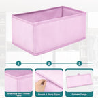 12 Pack Drawer Organizers Underwear Drawer Dividers Foldable Storage Boxes Fabric Closet Organizers Storage Cubes for Clothes Bras Socks Ties Cosmetics Stationeries Hair Accessories(Pink)