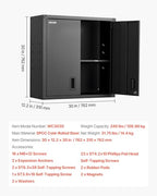 VEVOR Metal Wall Cabinet, 30W x 12.2D x 30H Inch, Steel Floating Hanging Storage Cabinet with Locking Doors and Adjustable Shelf for Garage, Basement, Kitchen, Warehouse Assembly Required, Black - style: Foldable 30" Without Open Grid
