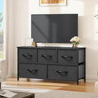 YITAHOME Dresser with 5 Drawers - Fabric Storage Tower, Black Dresser & Chest of Drawers, Organizer Unit for Bedroom - color: Black Ash Grey(new 2025), style: 5-Drawer