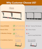 2Pack Broom Holder Wall Mount with Organizer Shelf, Space-Saving Broom and Mop Organizer Wall Hanging with 8 Broom Slots 10 Removable Hooks, Laundry Room Shelves for Laundry Room Garage Garden Closet