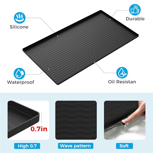 URMONA 19'' x 19'' Waterproof Silicone Under Sink Mat Cabinet and Counter Protector, Shelf Liner for Kitchen and Bathroom, Storage and Organizers, Litter Mat, Pet Cat Puppy Essentials(Brown) - color: Brown, size: 19"L x 19"W