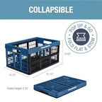 CleverMade Collapsible Utility Crates, Ocean, 3 Pack, 45L/11 Gal, 66 lbs Capacity, Stackable Containers, Heavy Duty, Space-Saving Baskets,Polypropylene (PP) - color: Ocean, size: 45L - 3 Pack