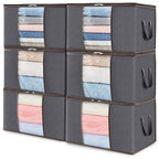 Lifewit 6 Pack Clothes Storage Bins with Lids, Foldable Blanket Storage Bags with Zippers, Clear Window and Reinforced Handles, Closet and Organization for Clothing, Sweater, Comforter, Bedding - size: 60L