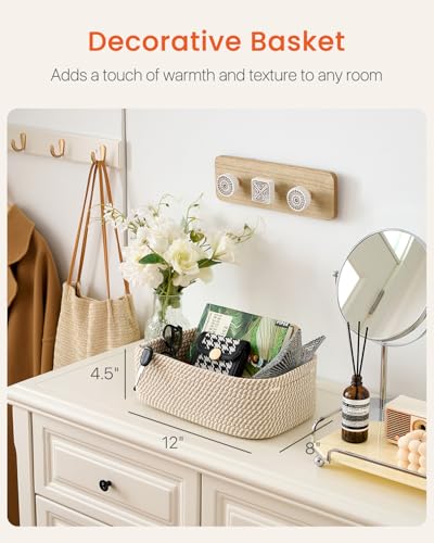 KALLAX Small Woven Basket, 12 x 8 x 4.5 Inches, Storage Basket for Organizing, Cute Small Rope Shelf Closet Cube Storage Bins Baskets for Shelves, Dog Toy Gift Baskets Empty, 3 Pack Brown - color: Brown, size: 12"L x 8"W x 4.5"H
