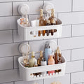 TAILI Shower Caddy Suction Cup 2 Pack, Heavy Duty Bathroom Organizer, Removable Shelves for Inside Shower, Shampoo, Waterproof Suction Plastic Storage for Bathroom Accessories Holder, White - style: 2 × White(M&L)