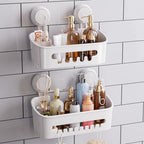 TAILI Shower Caddy Suction Cup 2 Pack, Heavy Duty Bathroom Organizer, Removable Shelves for Inside Shower, Shampoo, Waterproof Suction Plastic Storage for Bathroom Accessories Holder, White - style: 2 × White(M&L)