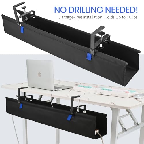 36" Under Desk Cable Management Tray- Clamp/Screw Mount Desk Cable Organizer Cable Tray Hiders for Office&Home - size: 36"L x 5.5"W