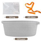 Pro Goleem Small Woven Basket with Gift Bags and Ribbons Durable Baskets for Gifts Empty Small Rope Basket for Storage 12"X 8" X 5" Baby Toy Basket with Handles, Gray - color: grey