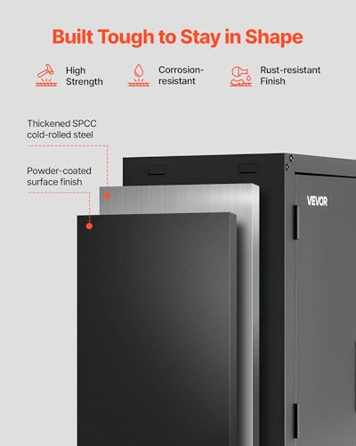 VEVOR Metal Wall Cabinet, 30W x 12.01D x 30H Inch, Steel Floating Hanging Storage Cabinet with Locking Doors and Adjustable Shelf for Garage, Basement, Kitchen, Warehouse Assembly Required, Black - style: Foldable 30" Open Grid